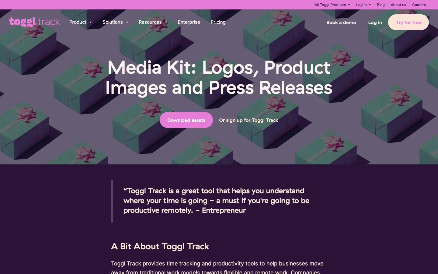 toggl.com - Media kit Screenshot Preview