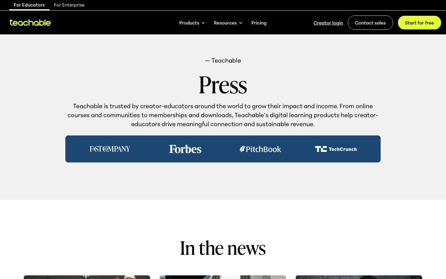 teachable.com - Press Screenshot Preview