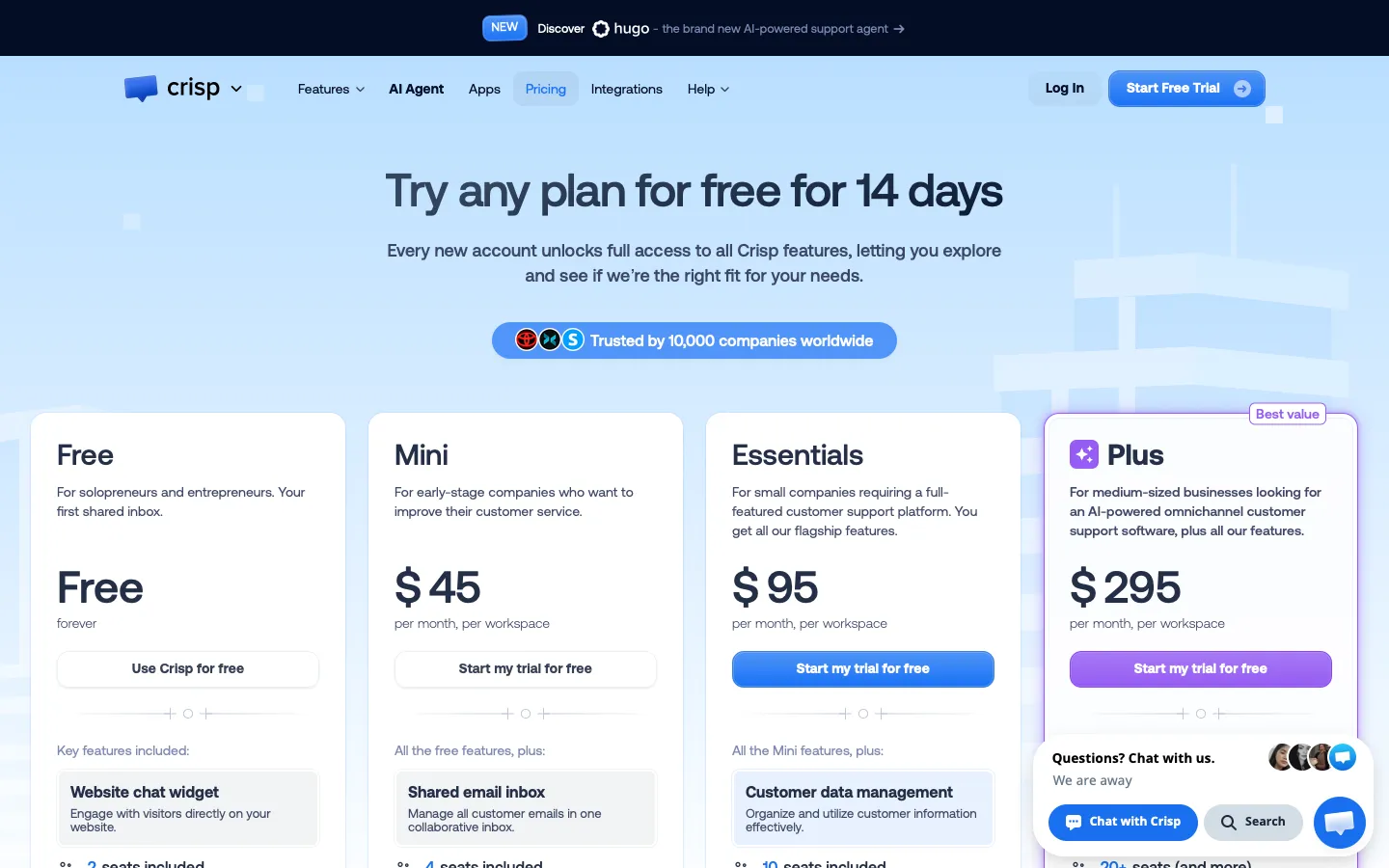 crisp.chat - Pricing Screenshot Preview