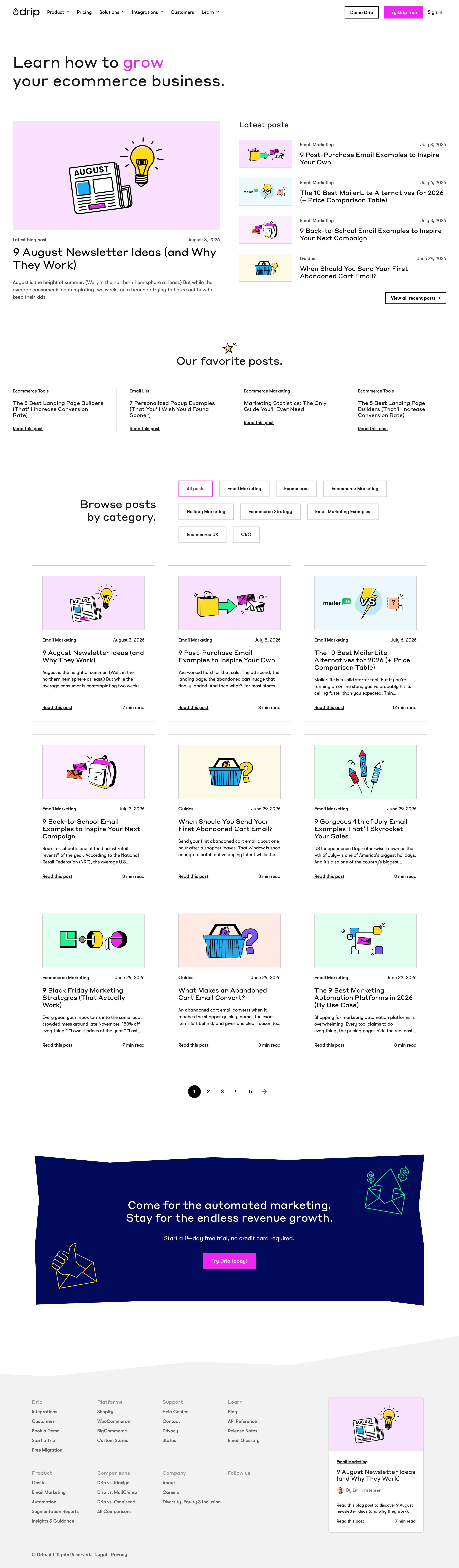 drip.com - Learn How to Grow Your Ecommerce Business | Drip Blog - Desktop - Tue Aug 04 2026 09:42:23 GMT+0000 (Coordinated Universal Time) Screenshot