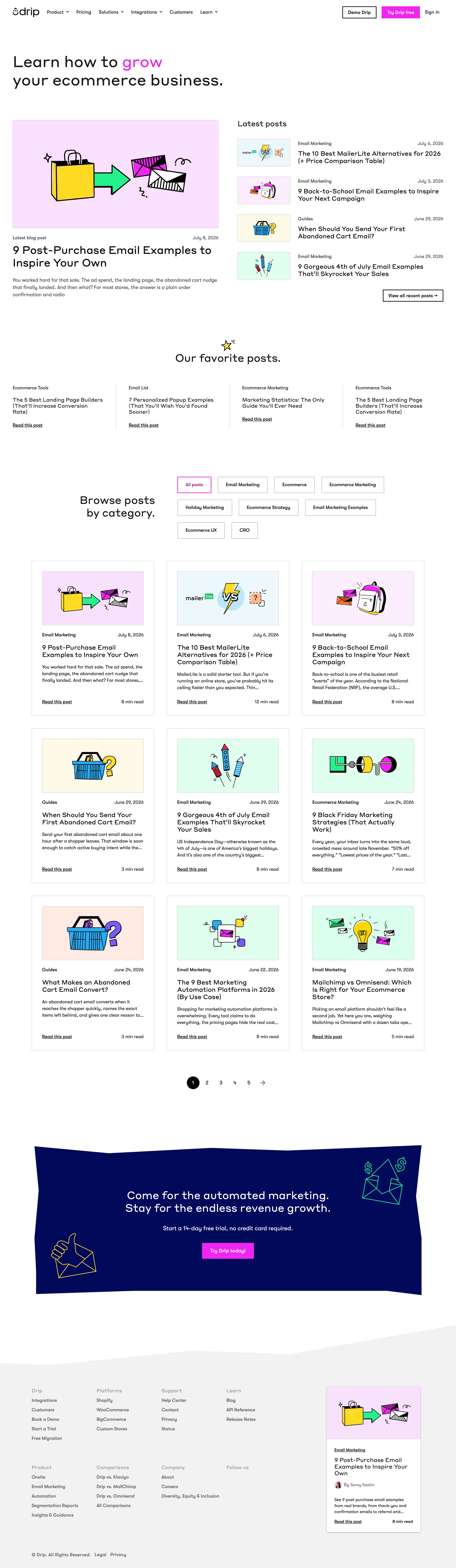 drip.com - Learn How to Grow Your Ecommerce Business | Drip Blog - Desktop Screenshot