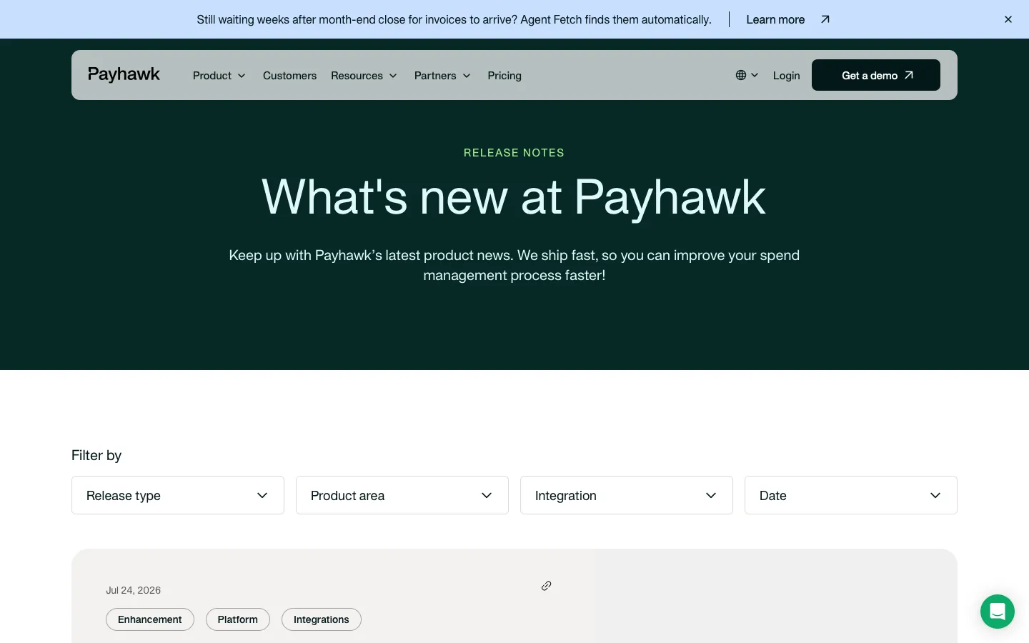 payhawk.com - Changelog Screenshot Preview