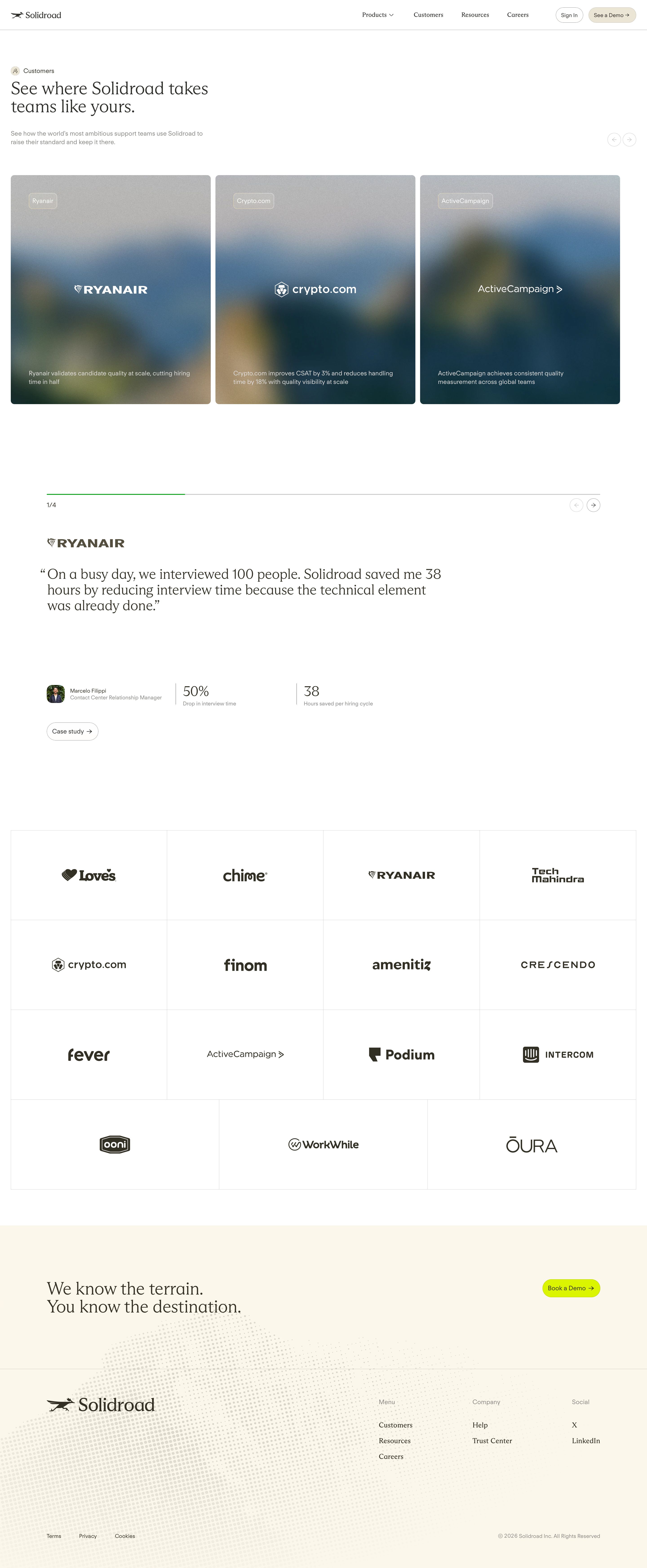 solidroad.com - Customers — How CX Teams Raise the Bar with Solidroad - Desktop Screenshot