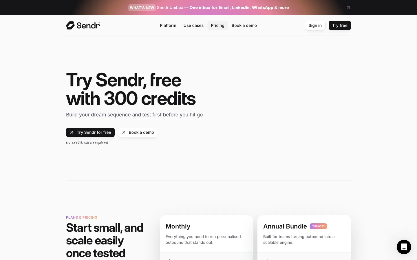 sendr.ai - Pricing Screenshot Preview
