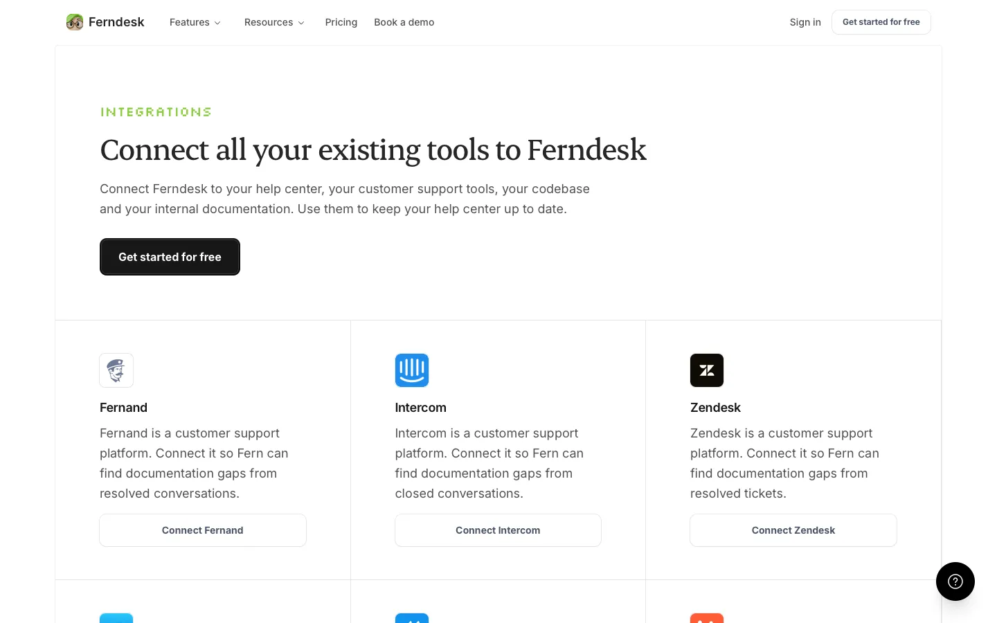 ferndesk.com - Integrations Screenshot Preview