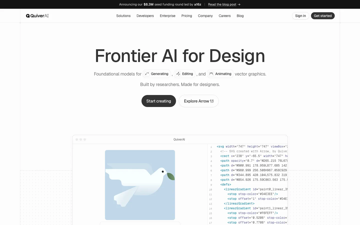 quiver.ai - Landing Screenshot Preview