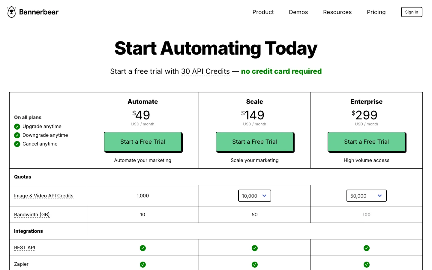 bannerbear.com - Pricing Screenshot Preview