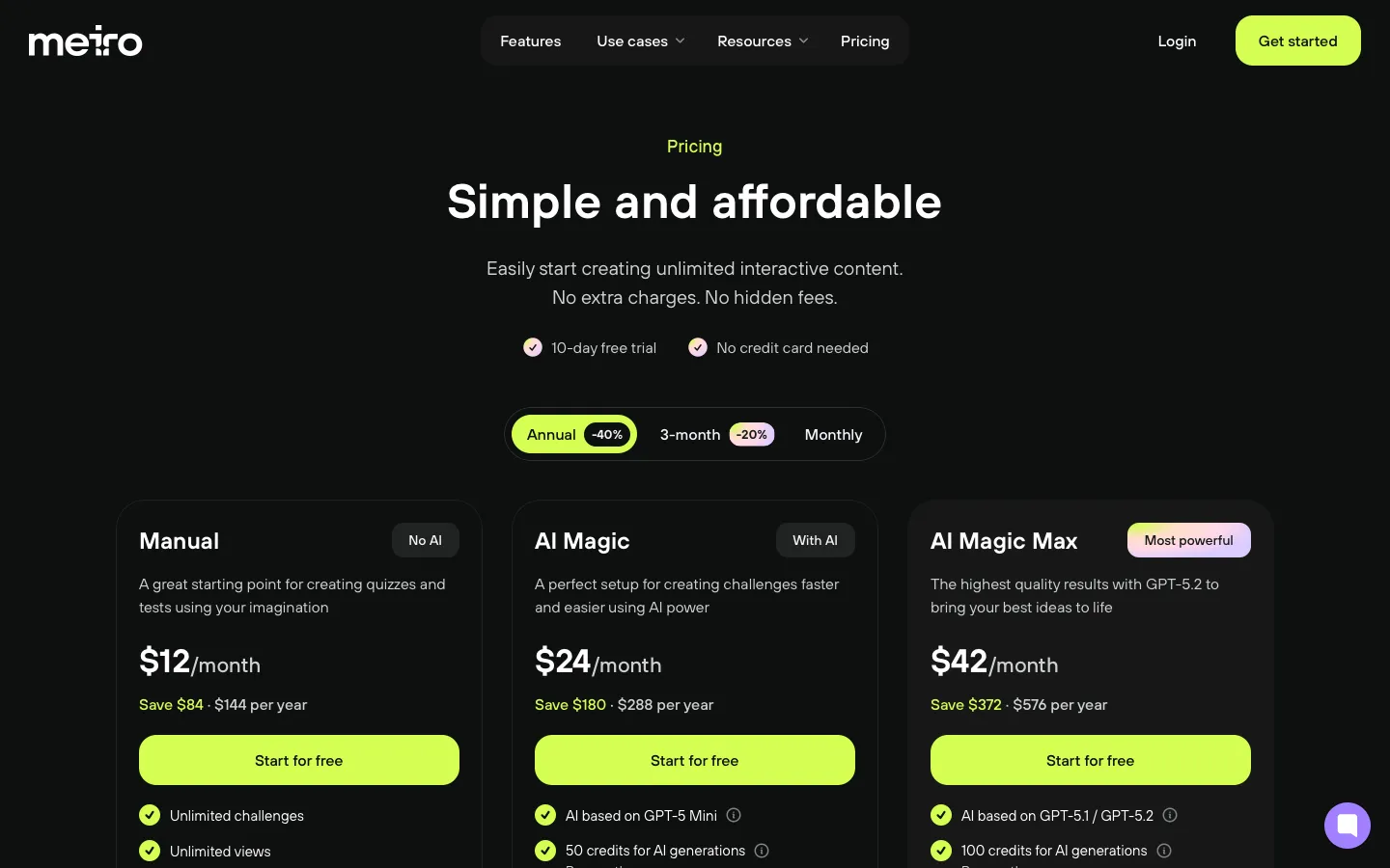 meiro.cc - Pricing Screenshot Preview