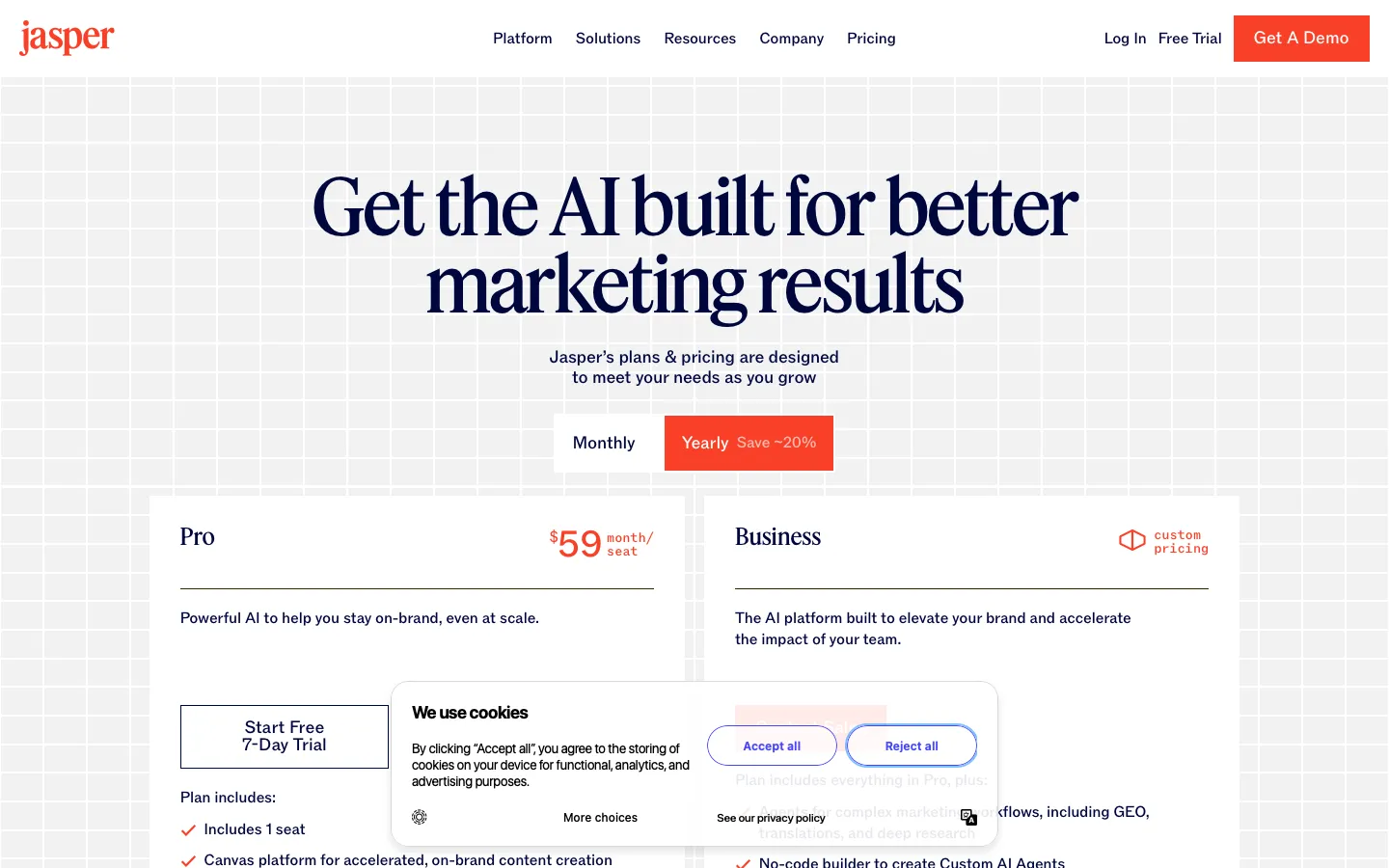 jasper.ai - Pricing Screenshot Preview