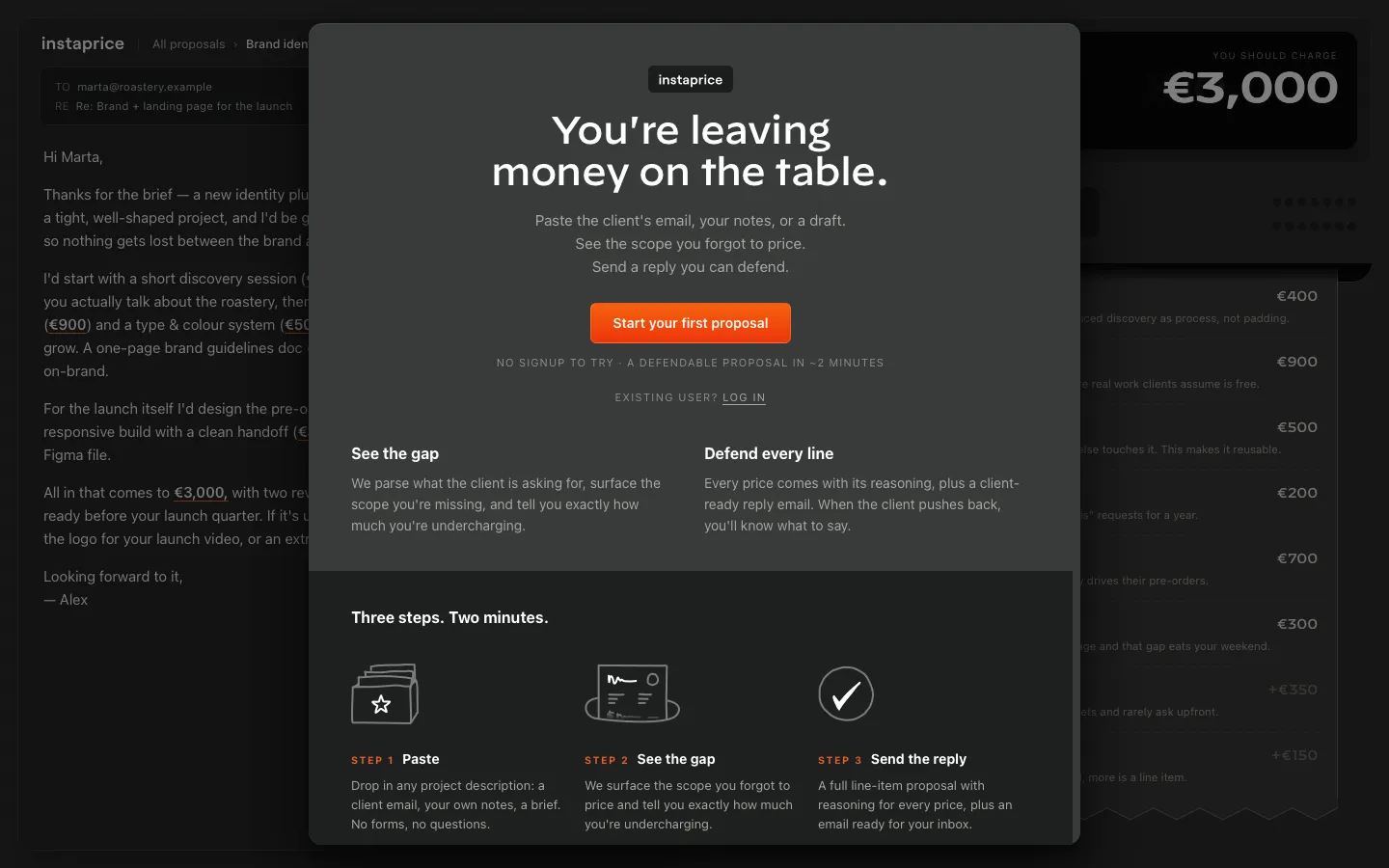 instaprice.app - Landing Screenshot Preview