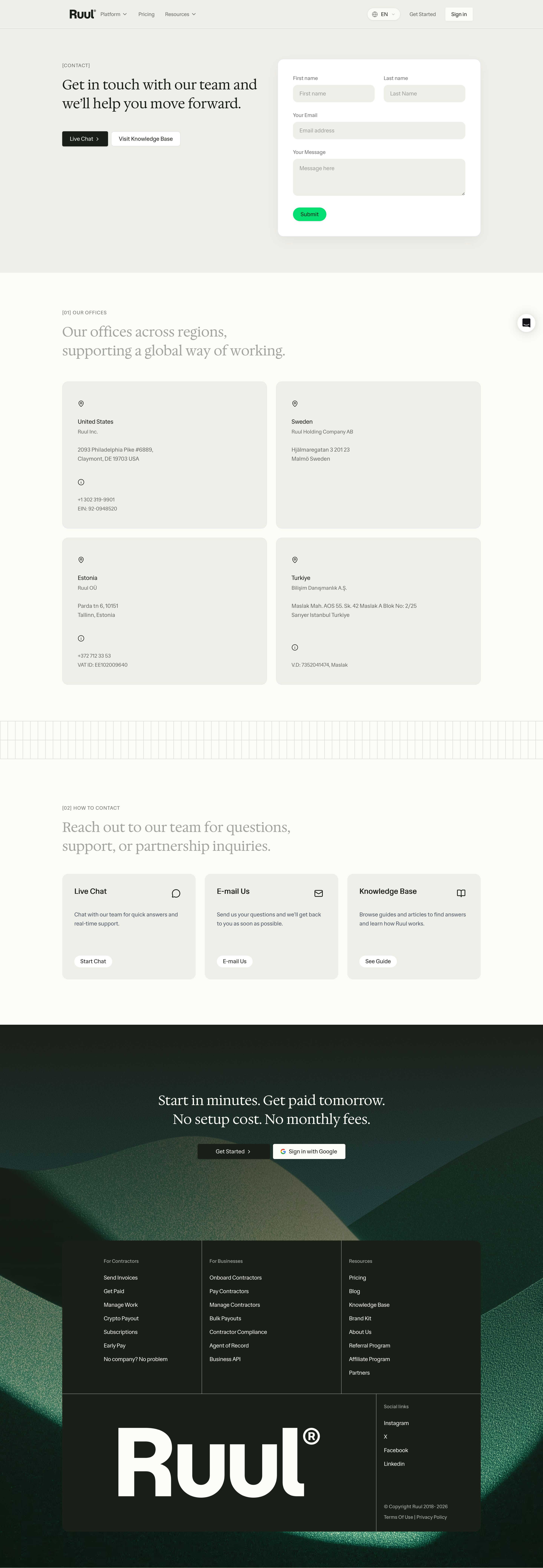 ruul.io - Contact | Ruul - Desktop Screenshot
