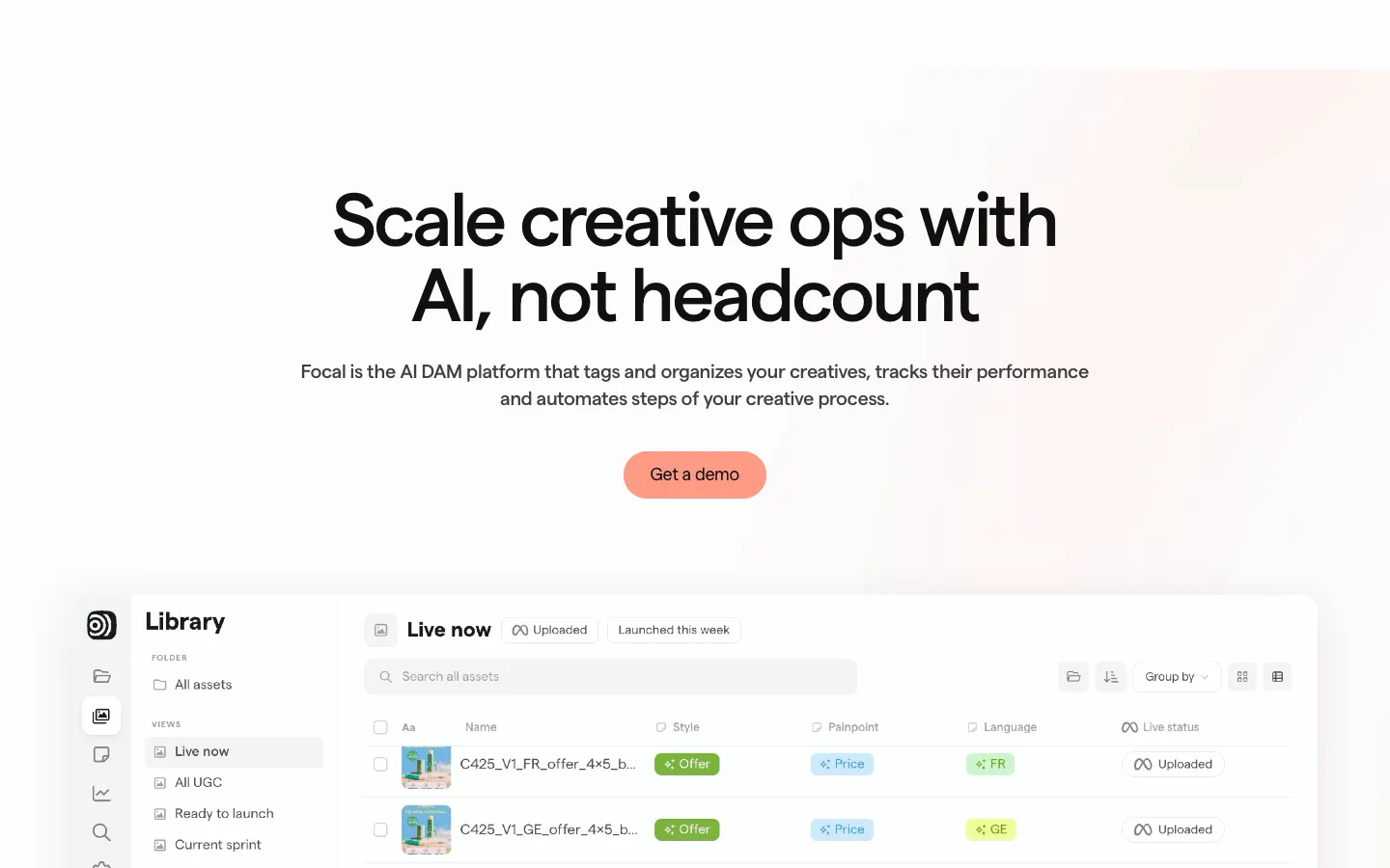 focal.inc - Landing Screenshot Preview