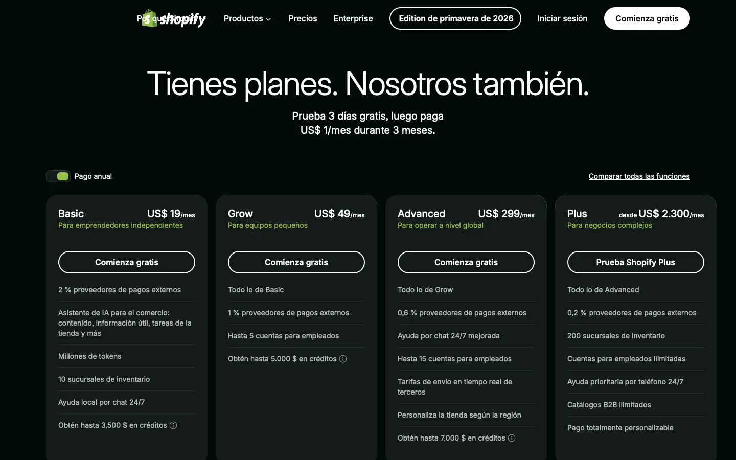 shopify.com - Pricing Screenshot Preview