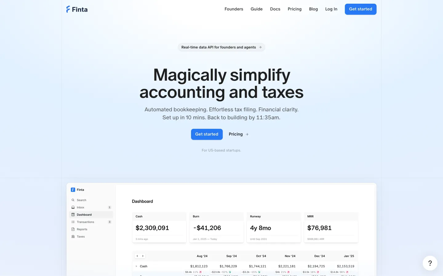 finta.com - Landing Screenshot Preview