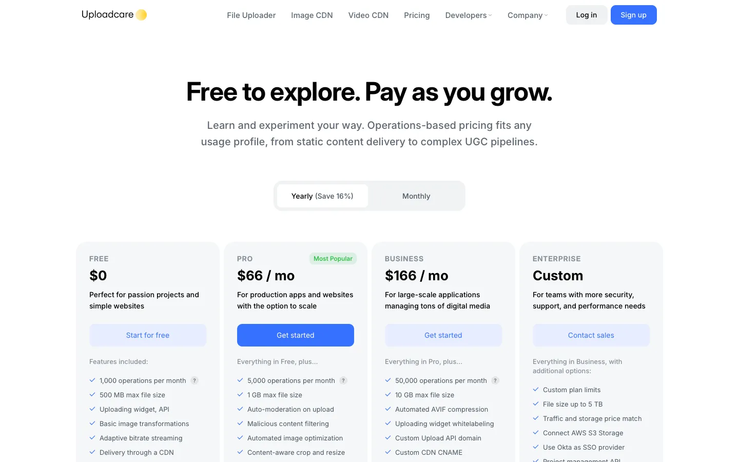 uploadcare.com - Pricing Screenshot Preview
