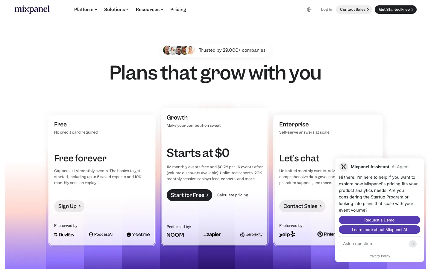mixpanel.com - Pricing Screenshot Preview