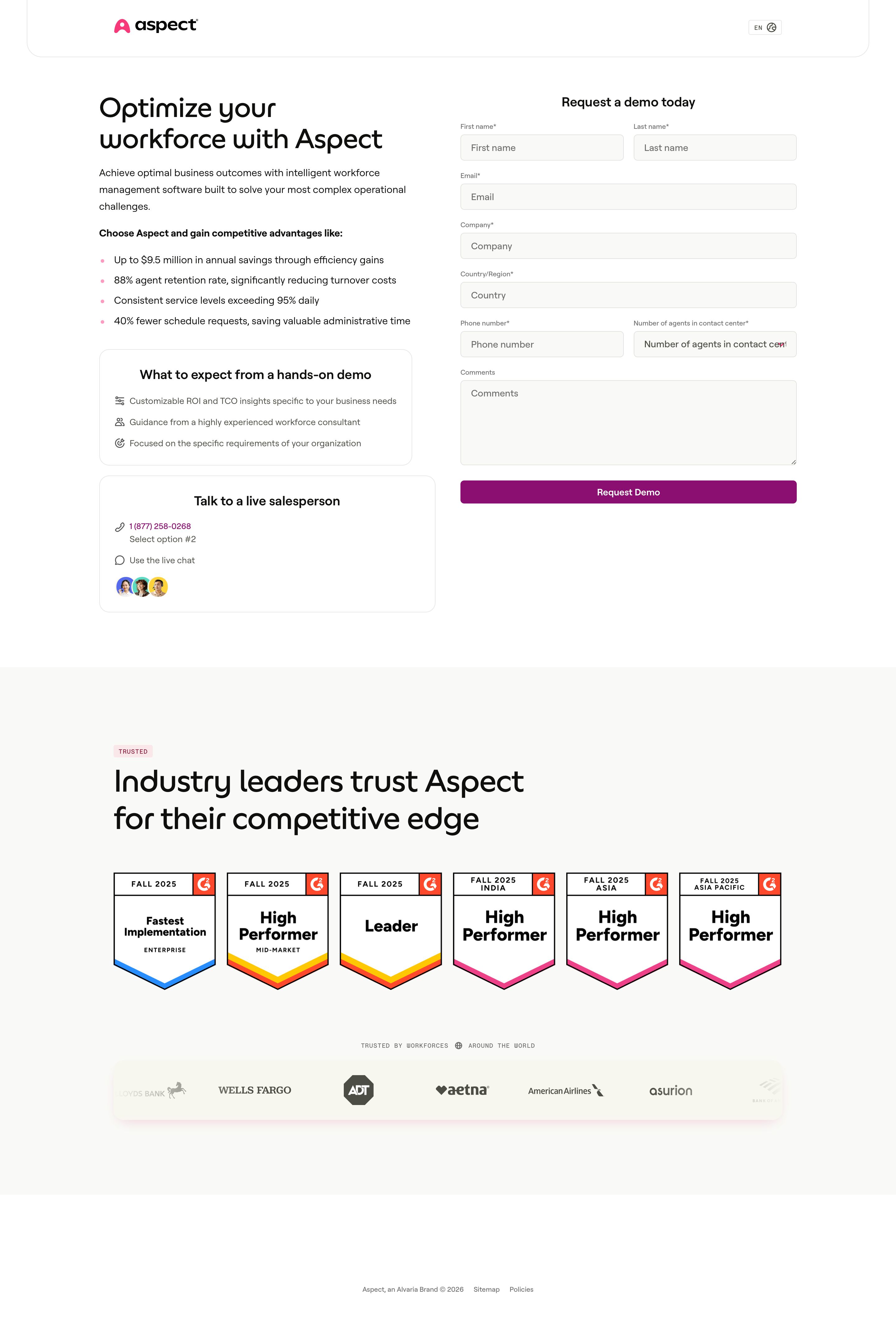 aspect.com - Get a demo | Aspect - Desktop Screenshot