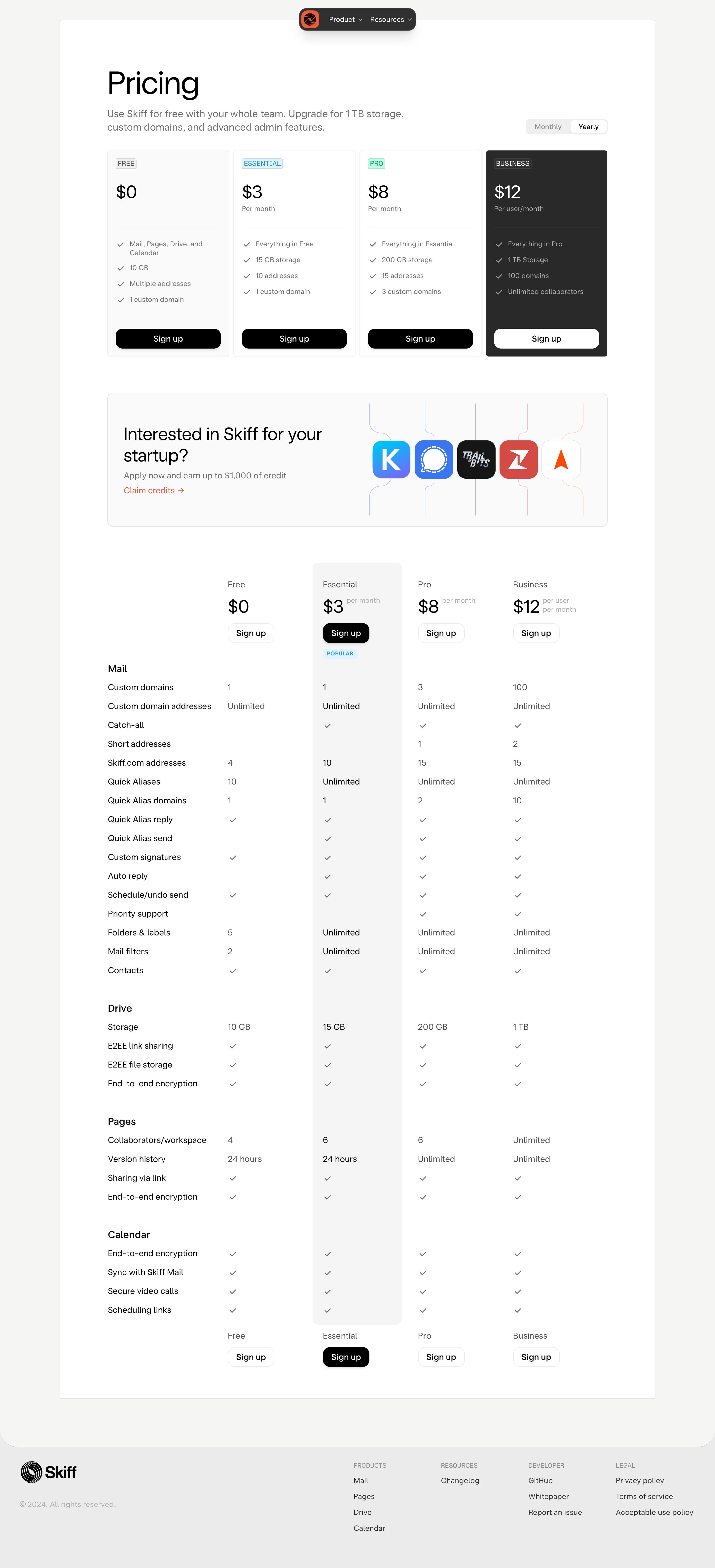 skiff.com - Pricing - Read more - Desktop - Sun Aug 02 2026 05:09:14 GMT+0000 (Coordinated Universal Time) Screenshot