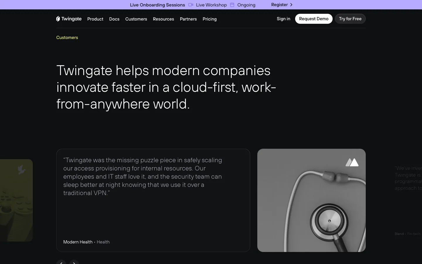 twingate.com - Customers Screenshot Preview