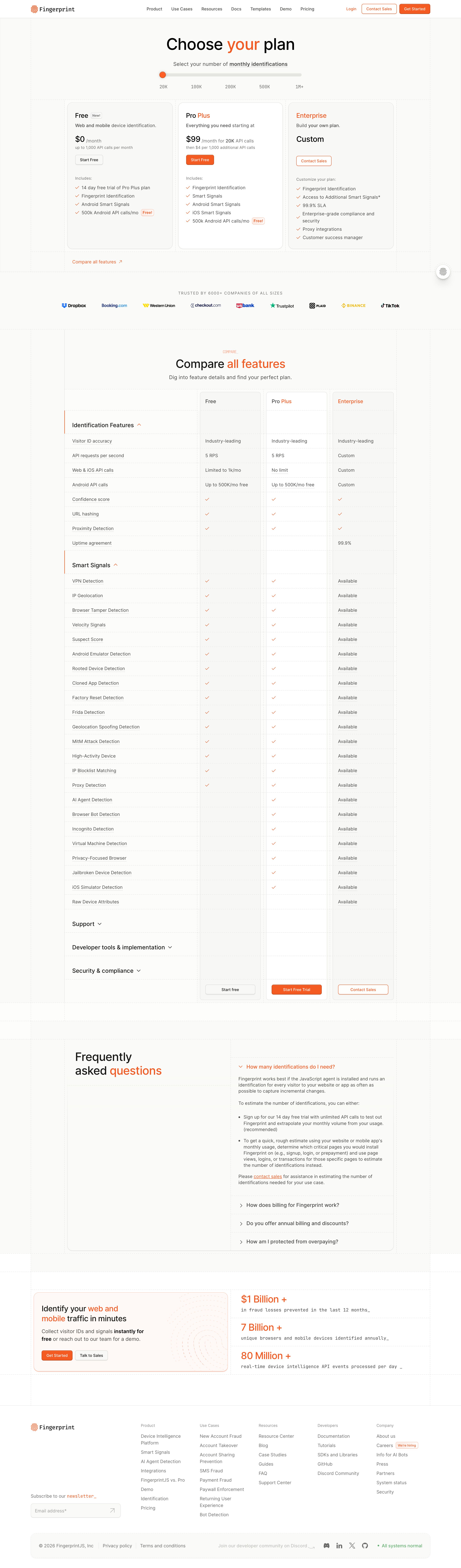 fingerprint.com - Pricing & Plans | Fingerprint - Desktop - Fri Jul 31 2026 11:11:15 GMT+0000 (Coordinated Universal Time) Screenshot
