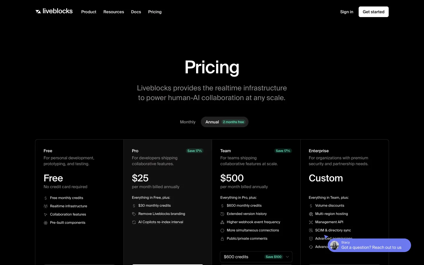 liveblocks.io - Pricing Screenshot Preview