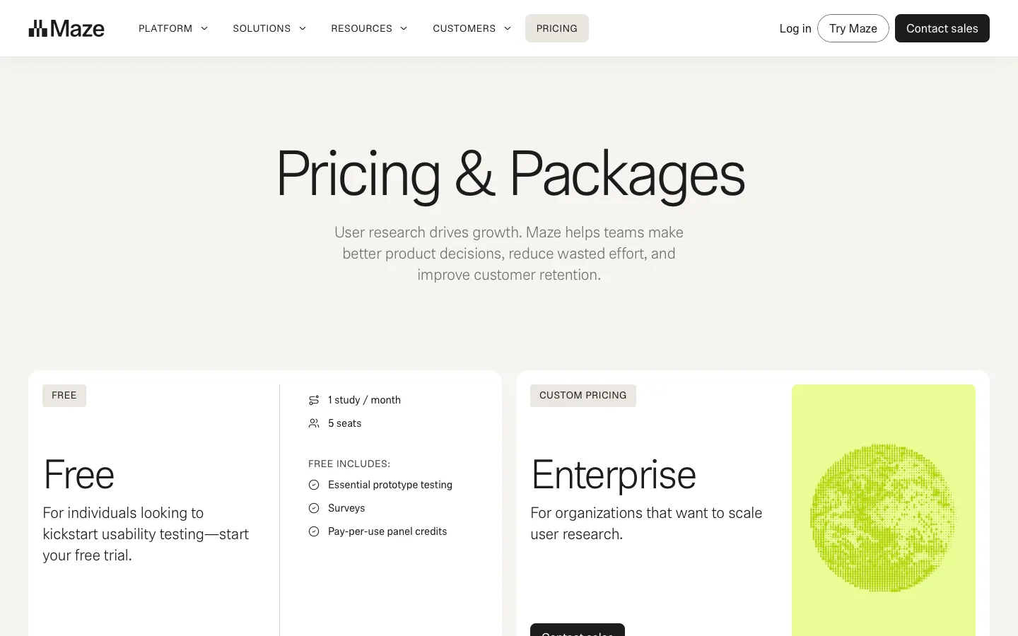 maze.co - Pricing Screenshot Preview