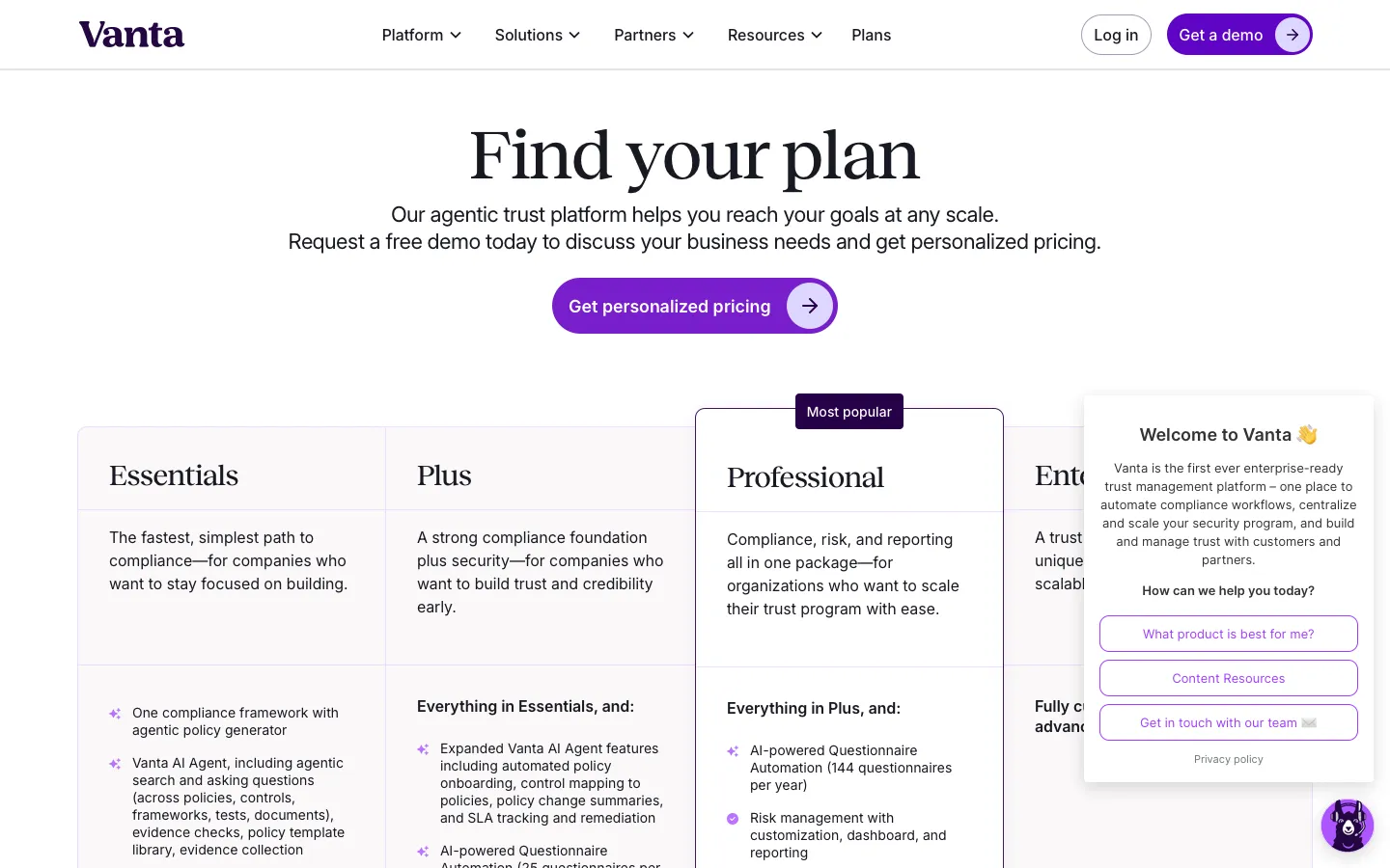 vanta.com - Pricing Screenshot Preview