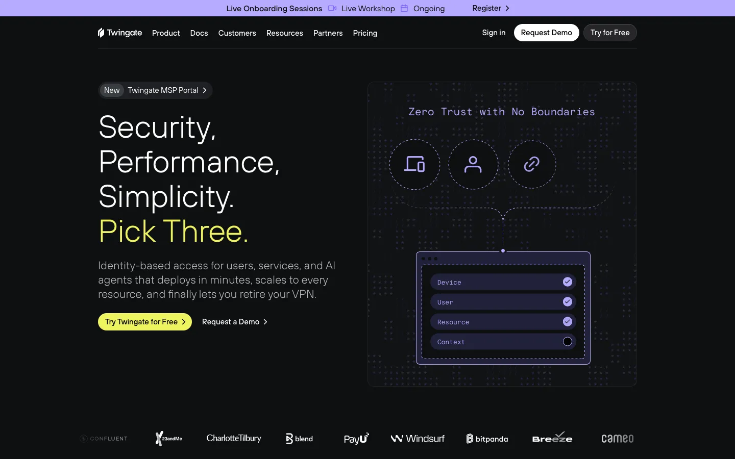 twingate.com - Landing Screenshot Preview
