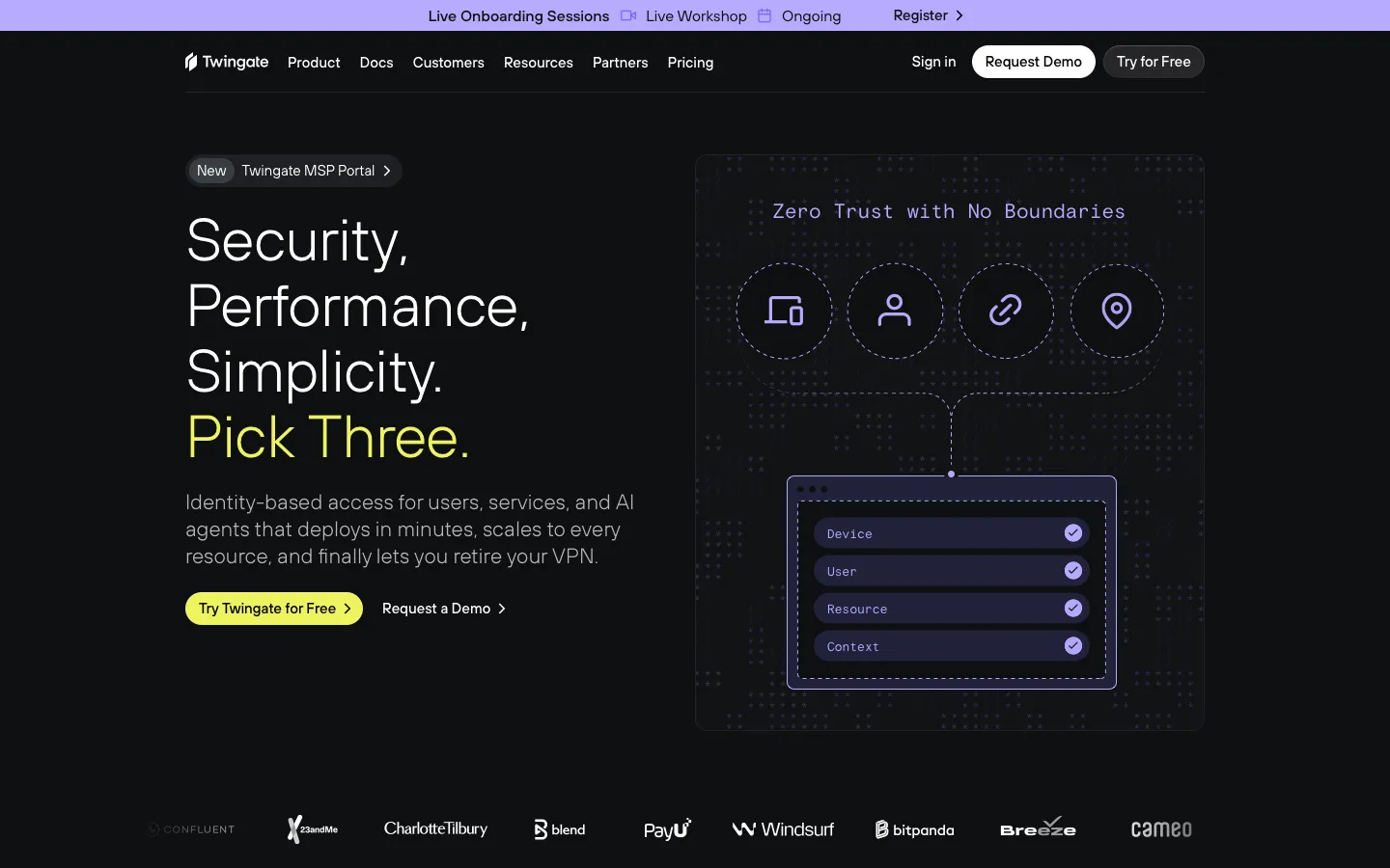 twingate.com - Landing Screenshot Preview