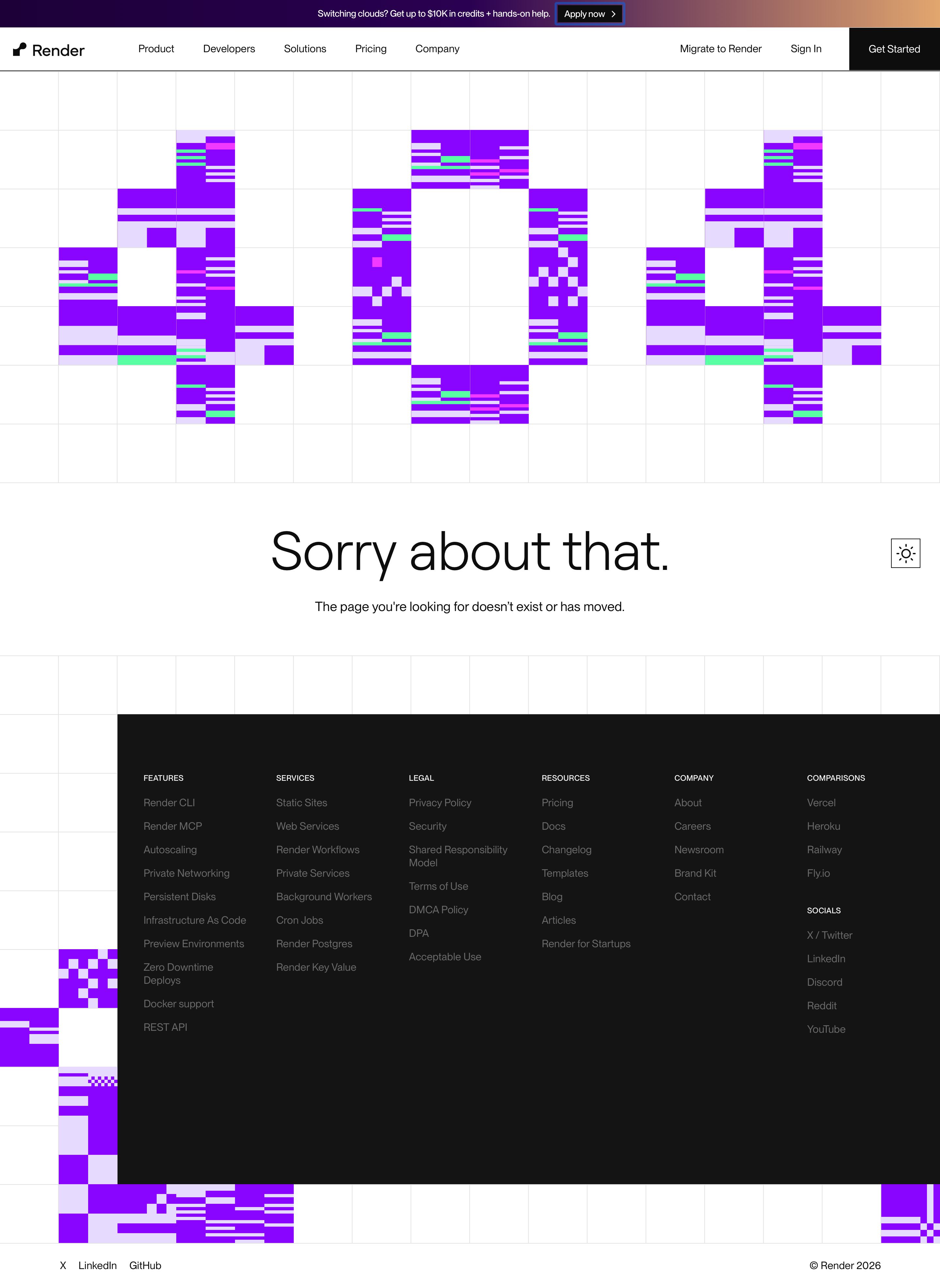 render.com - Not Found | Render - Desktop - Fri Jul 31 2026 21:01:18 GMT+0000 (Coordinated Universal Time) Screenshot