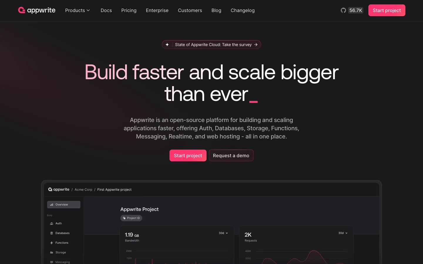 appwrite.io - Landing Screenshot Preview