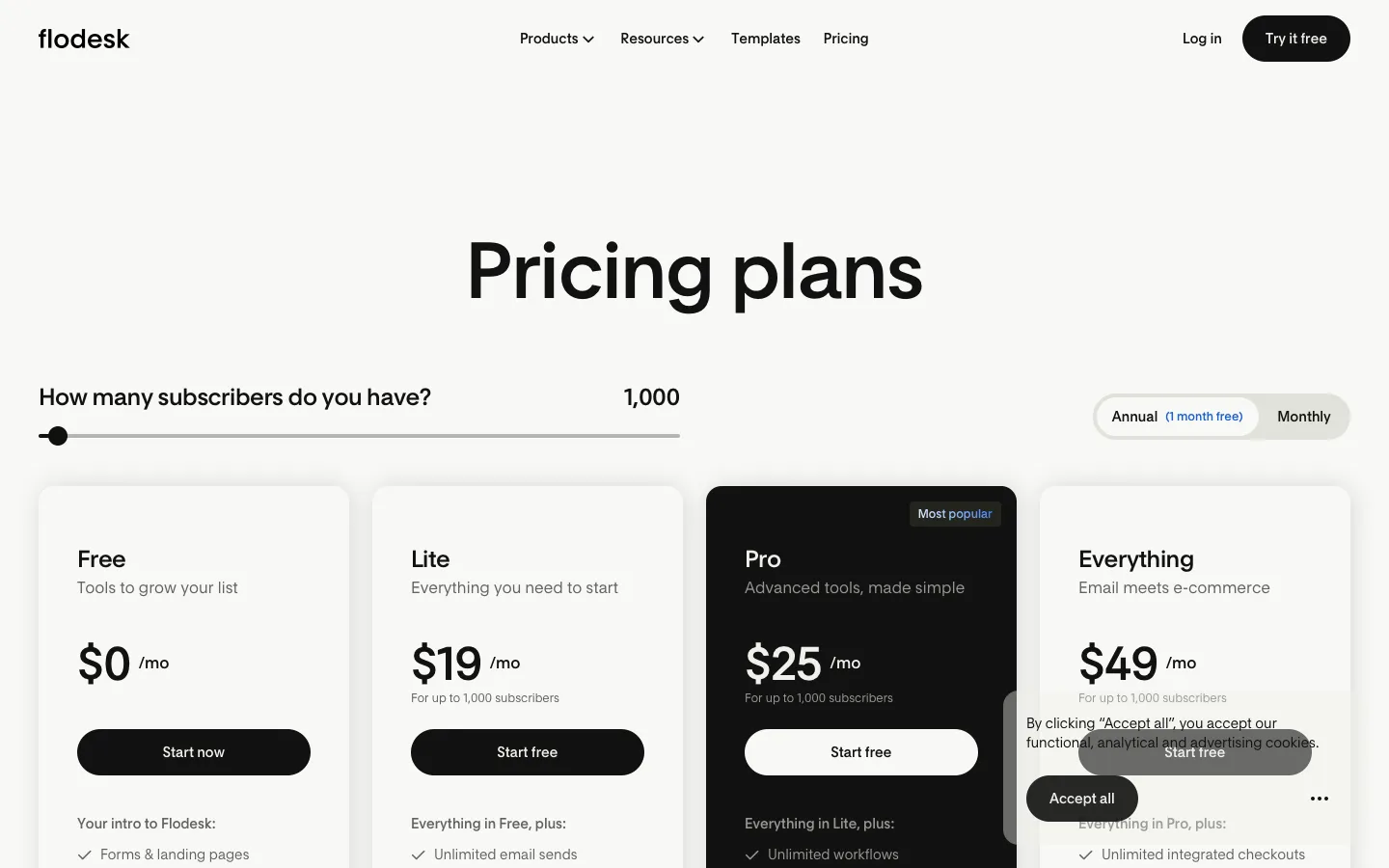 flodesk.com - Pricing Screenshot Preview