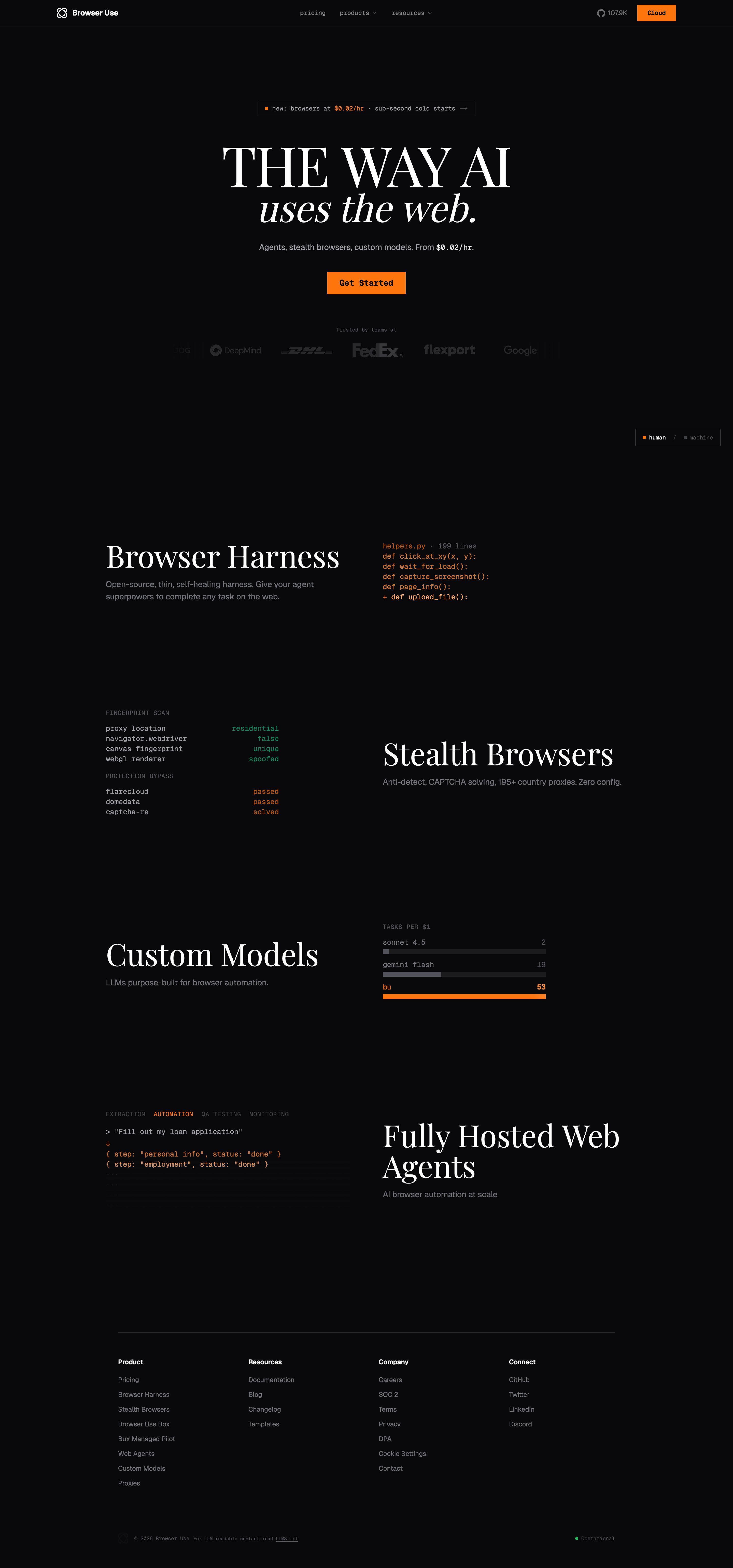 browser-use.com - Browser Use - The way AI uses the internet - Desktop - Wed Aug 05 2026 06:02:25 GMT+0000 (Coordinated Universal Time) Screenshot
