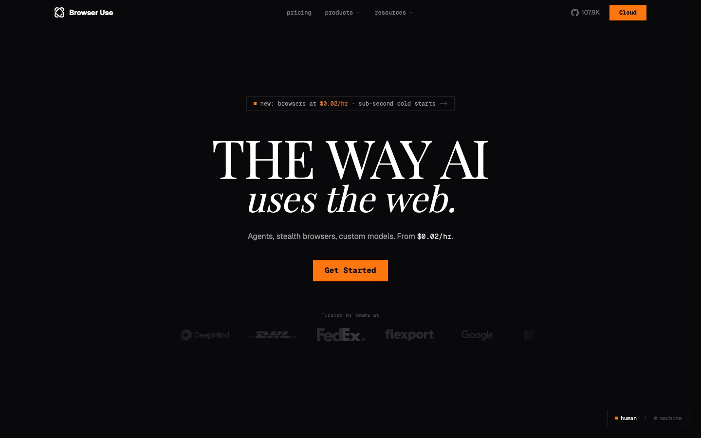 browser-use.com - Landing Screenshot Preview