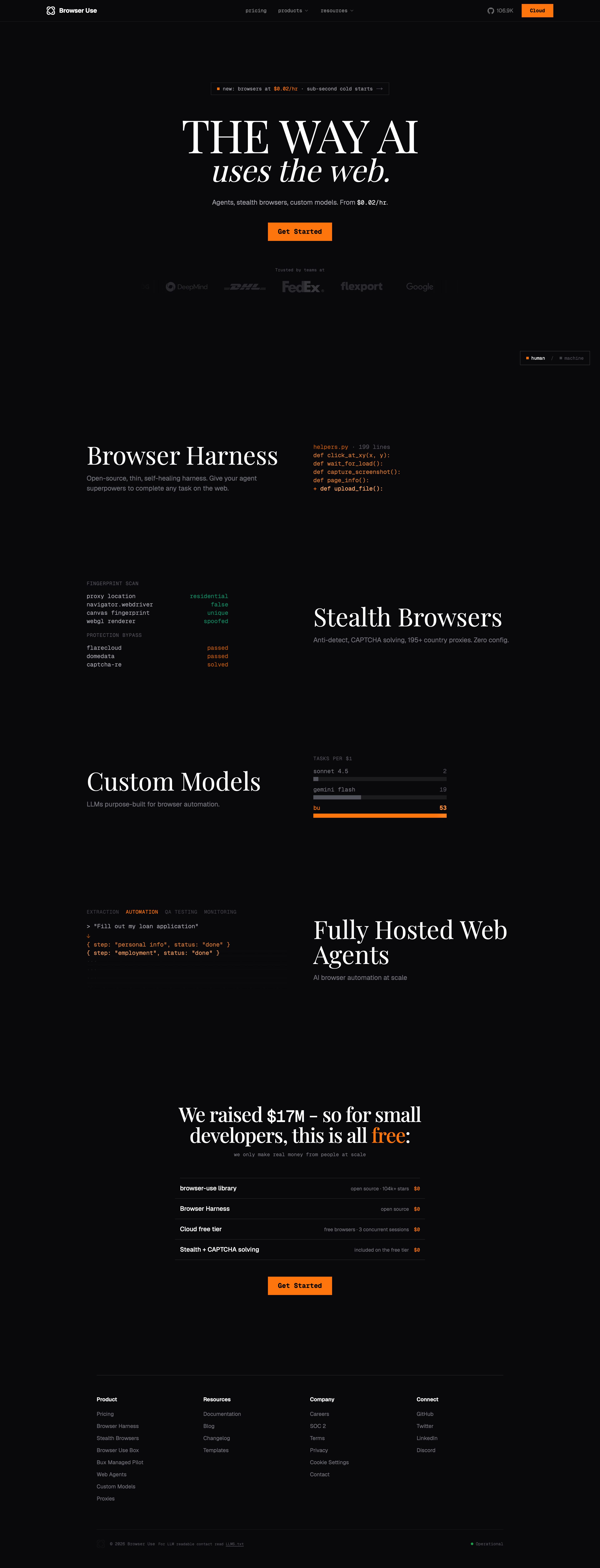 browser-use.com - Browser Use - The way AI uses the internet - Desktop Screenshot