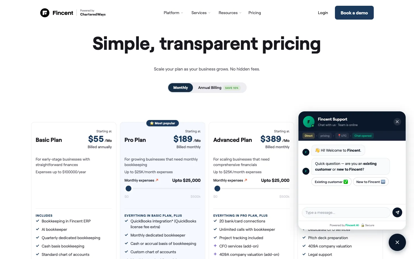 fincent.com - Pricing Screenshot Preview