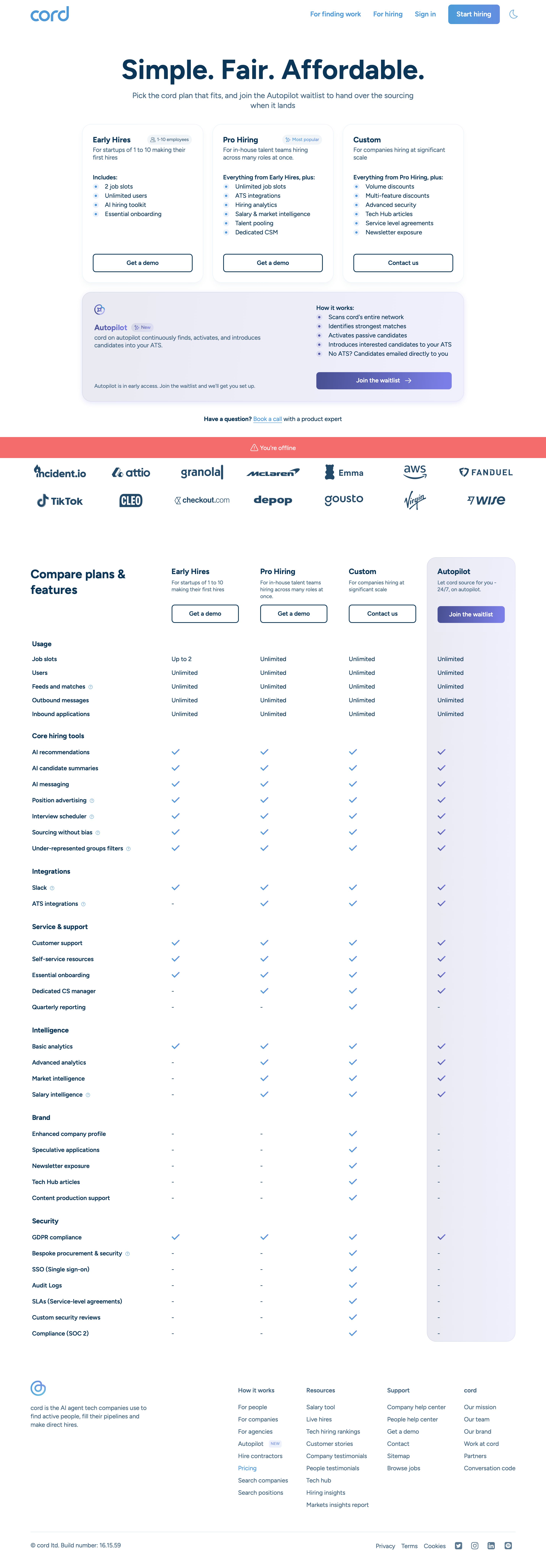 cord.com - Pricing - cord - Desktop Screenshot