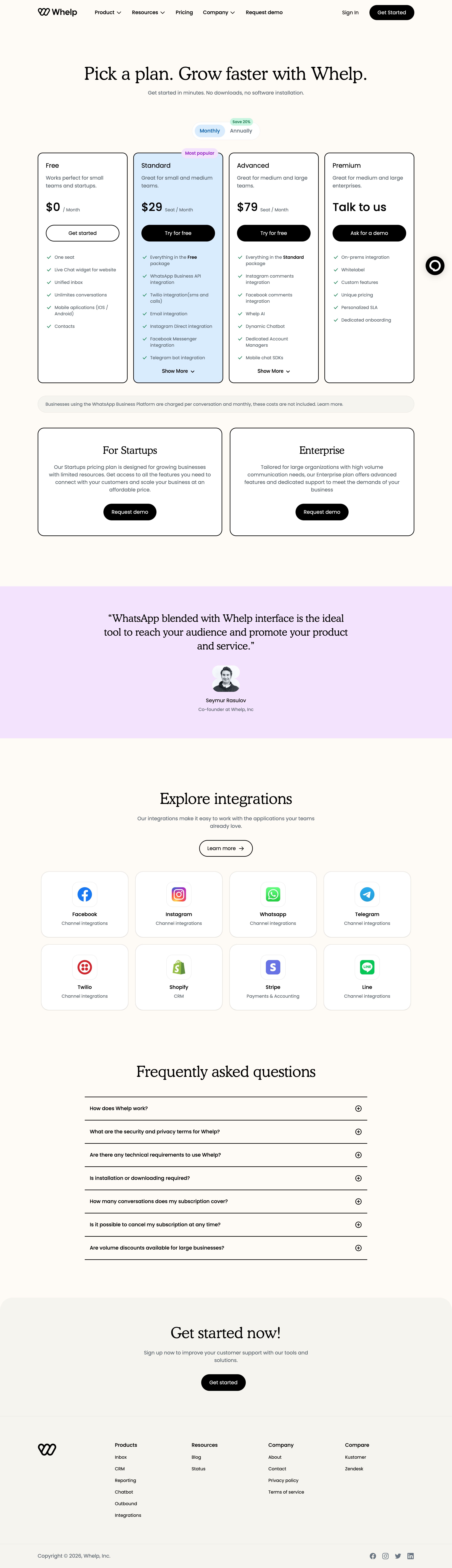 whelp.co - Customer Support Platform Pricing - Whelp - Desktop Screenshot