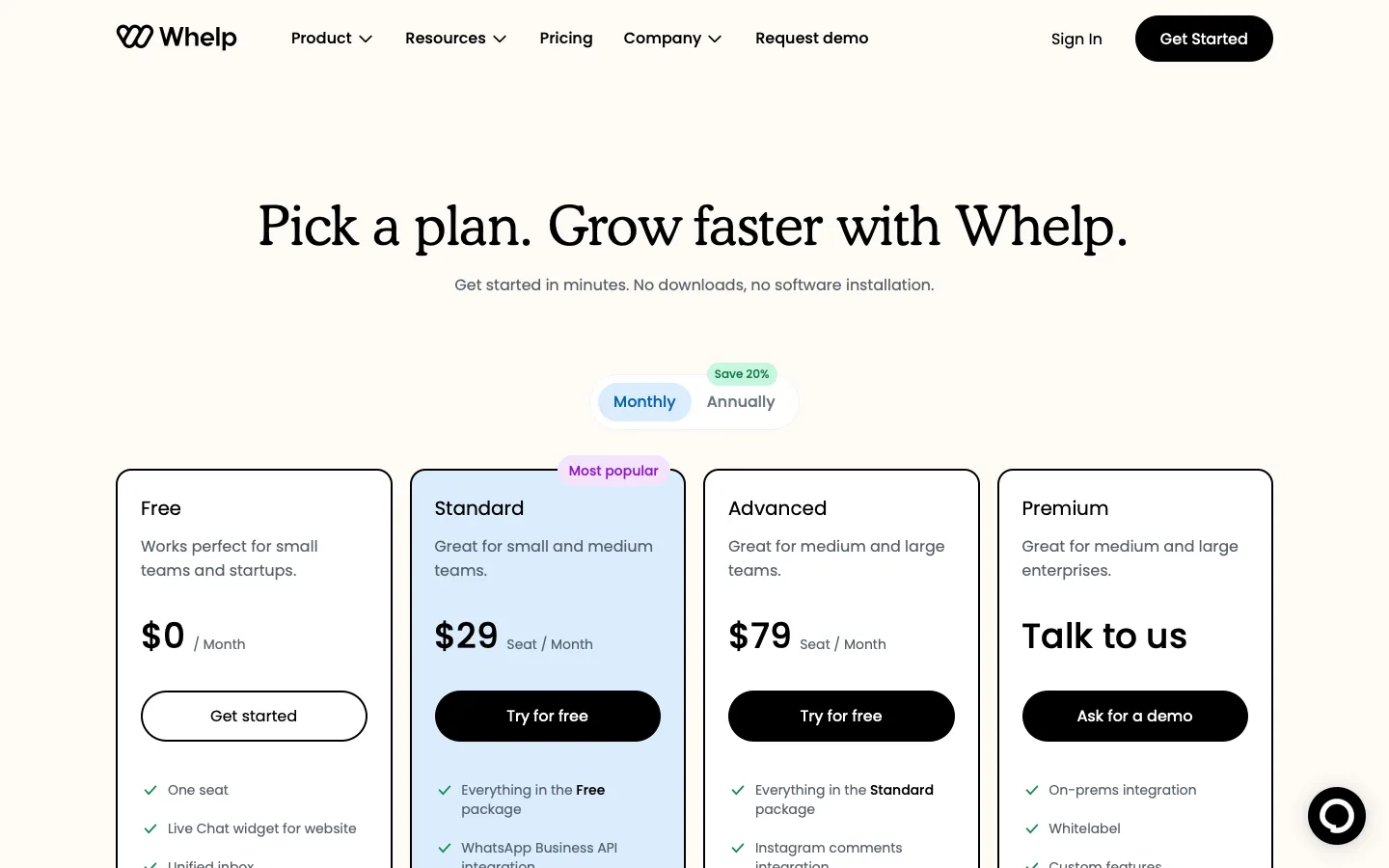 whelp.co - Pricing Screenshot Preview