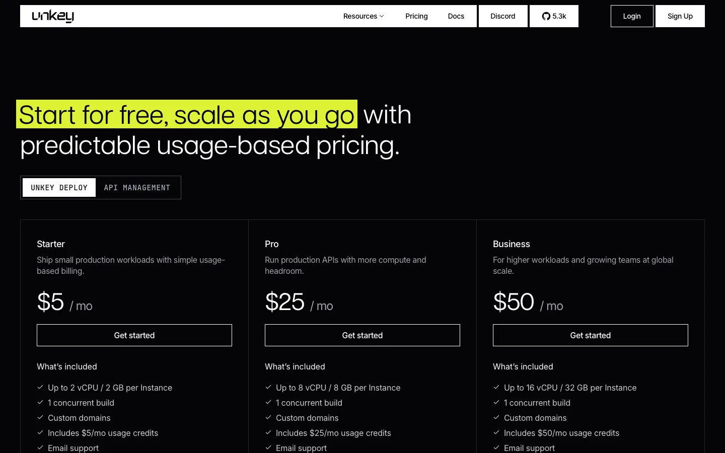 unkey.com - Pricing Screenshot Preview