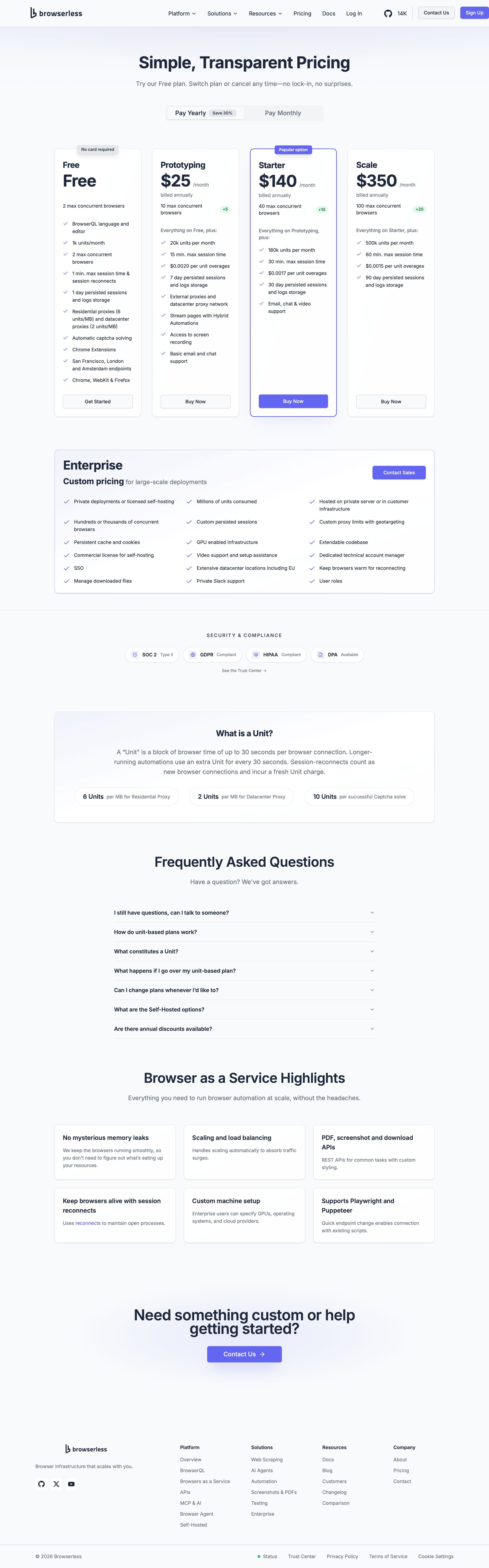 browserless.io - Browserless Pricing: Simple, Usage-Based Plans - Desktop - Fri Jul 31 2026 06:05:18 GMT+0000 (Coordinated Universal Time) Screenshot