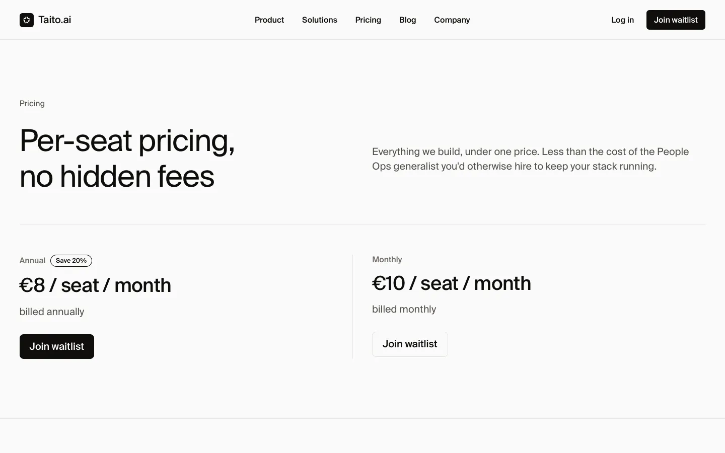 taito.ai - Pricing Screenshot Preview