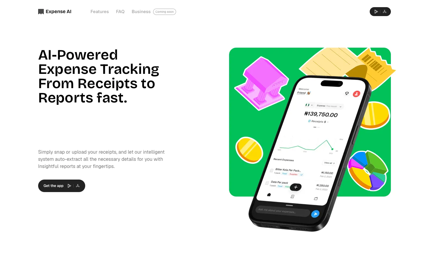 expenseai.app - Landing Screenshot Preview