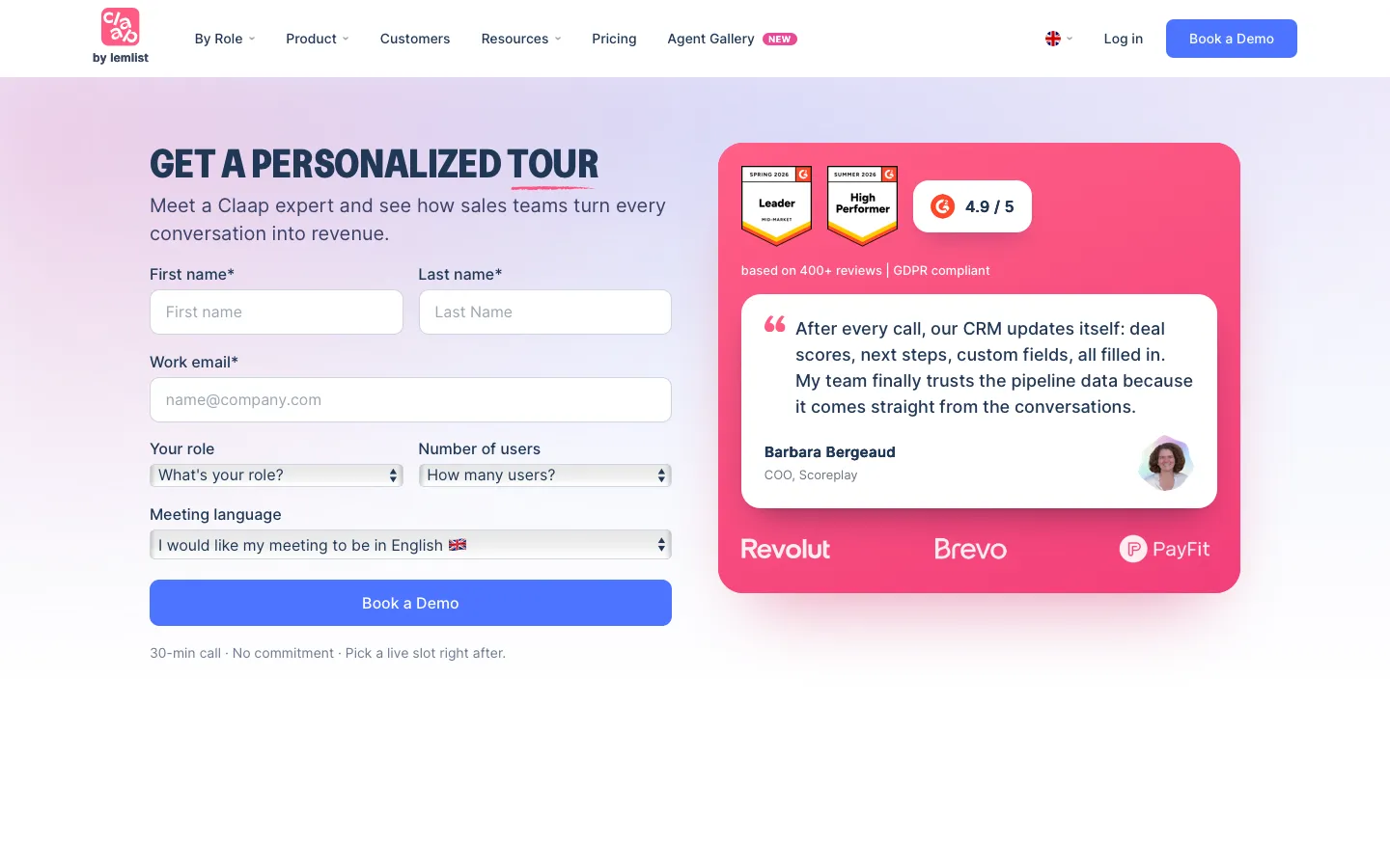 claap.io - Book a demo Screenshot Preview