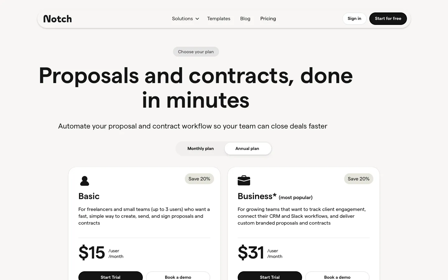 notch.so - Pricing Screenshot Preview
