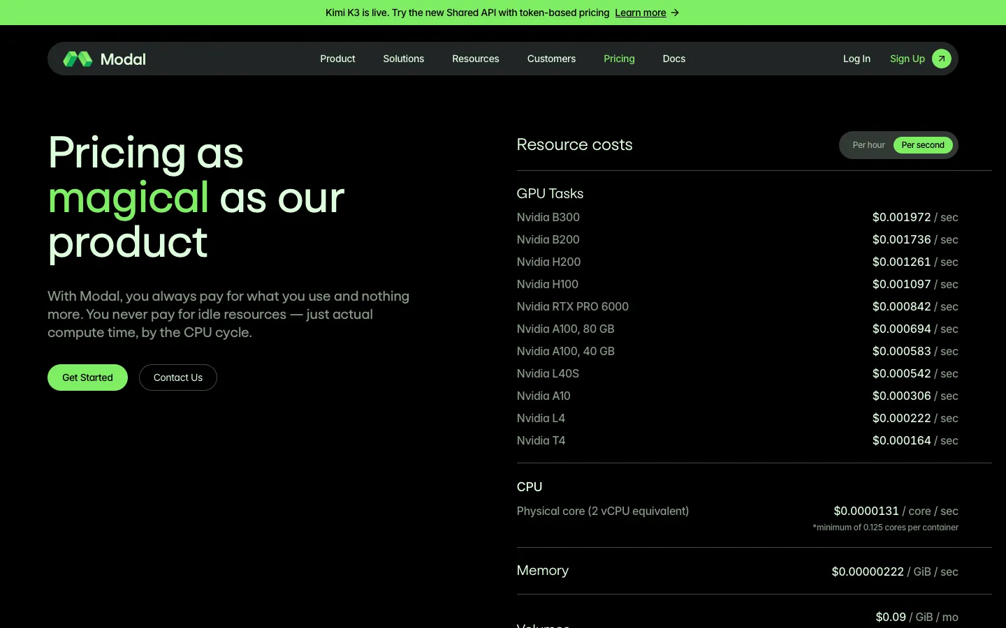 modal.com - Pricing Screenshot Preview