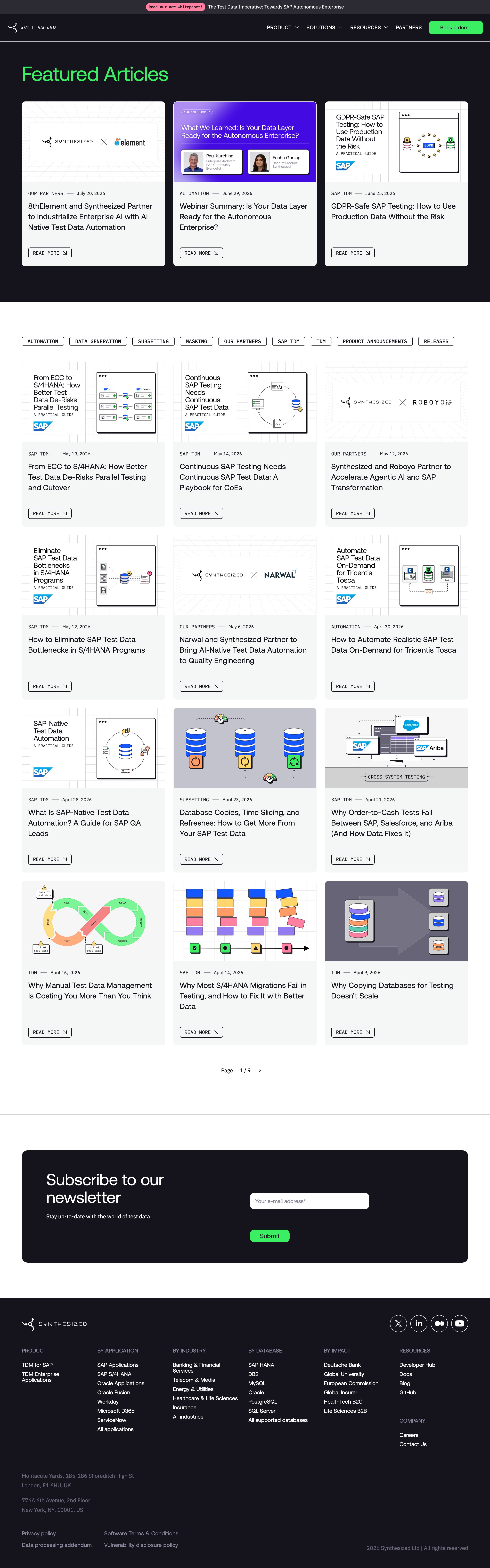 synthesized.io - Blog on test data management best practices - Synthesized - Desktop Screenshot