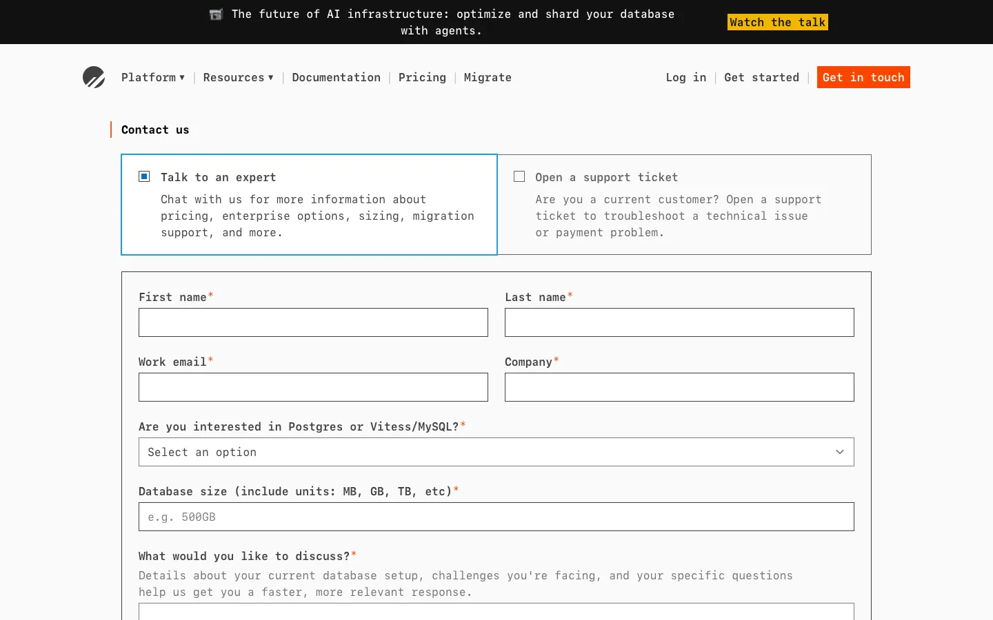 planetscale.com - Contact Screenshot Preview