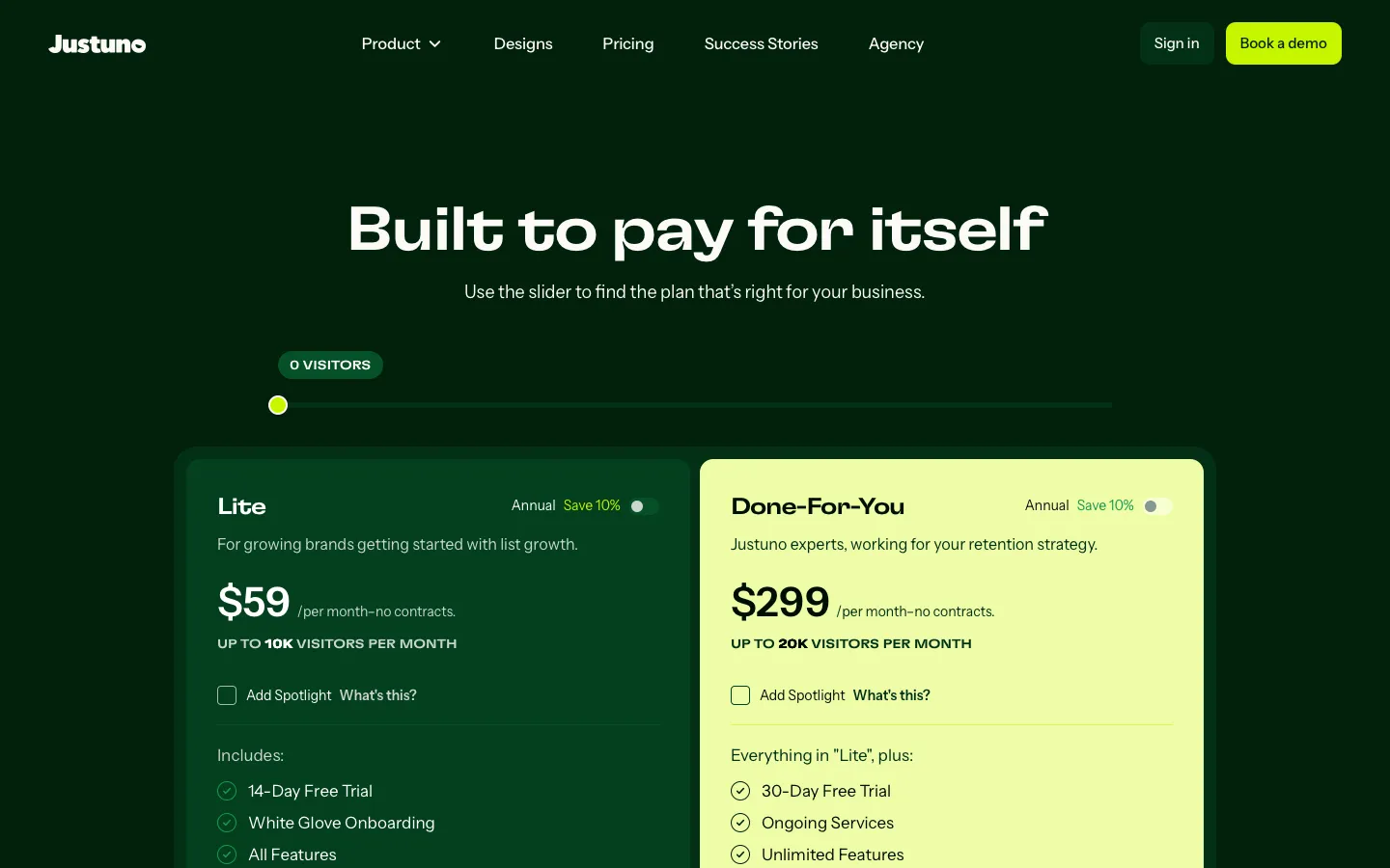 justuno.com - Pricing Screenshot Preview