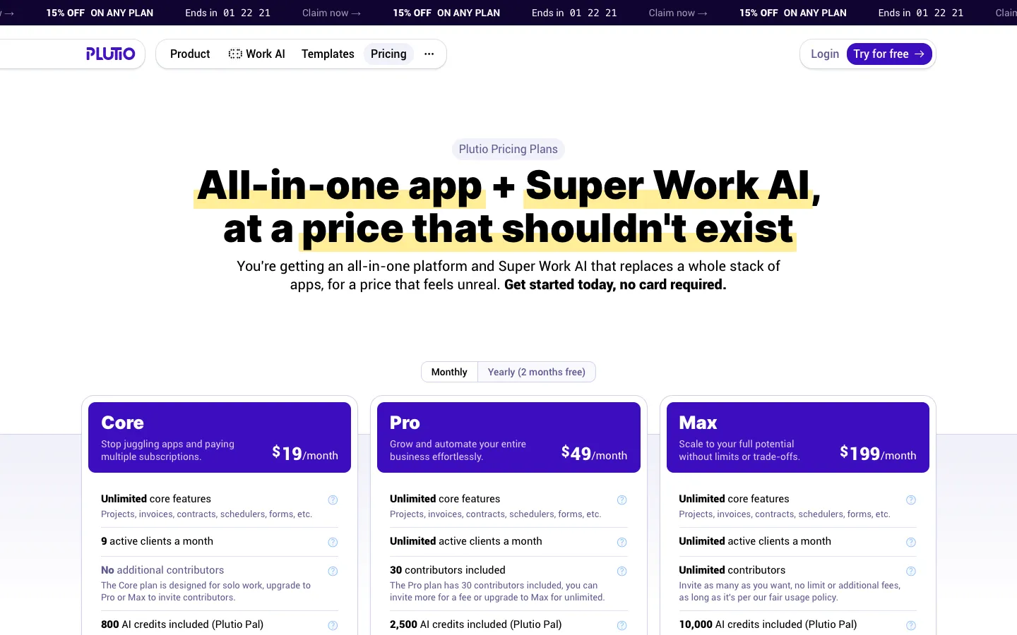plutio.com - Pricing Screenshot Preview